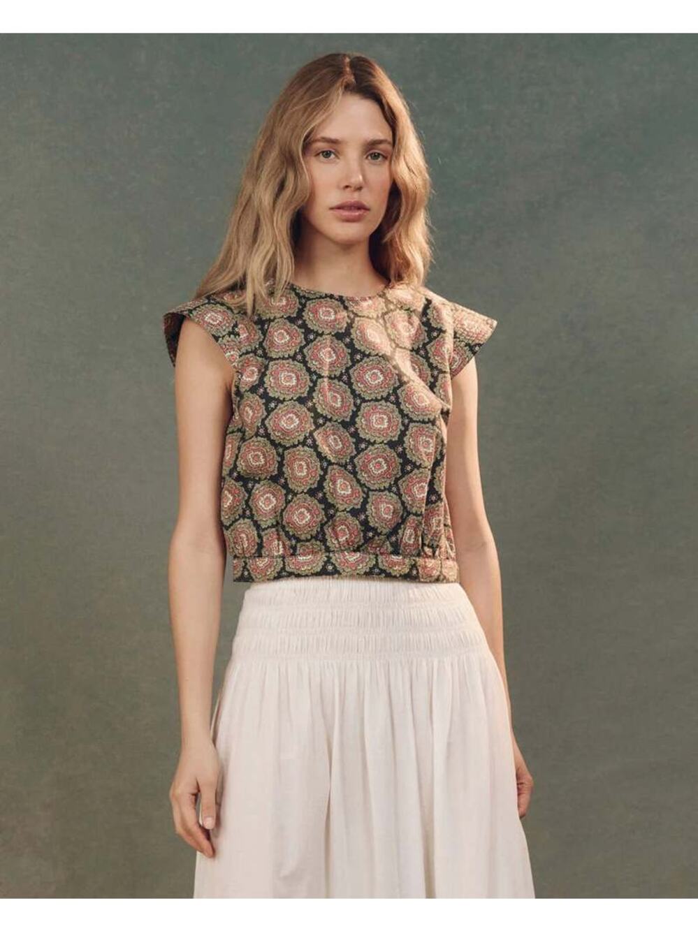 The Great The Midland Top Heirloom Paisley Cotton Trapunto Blouse NWT Size 3 L